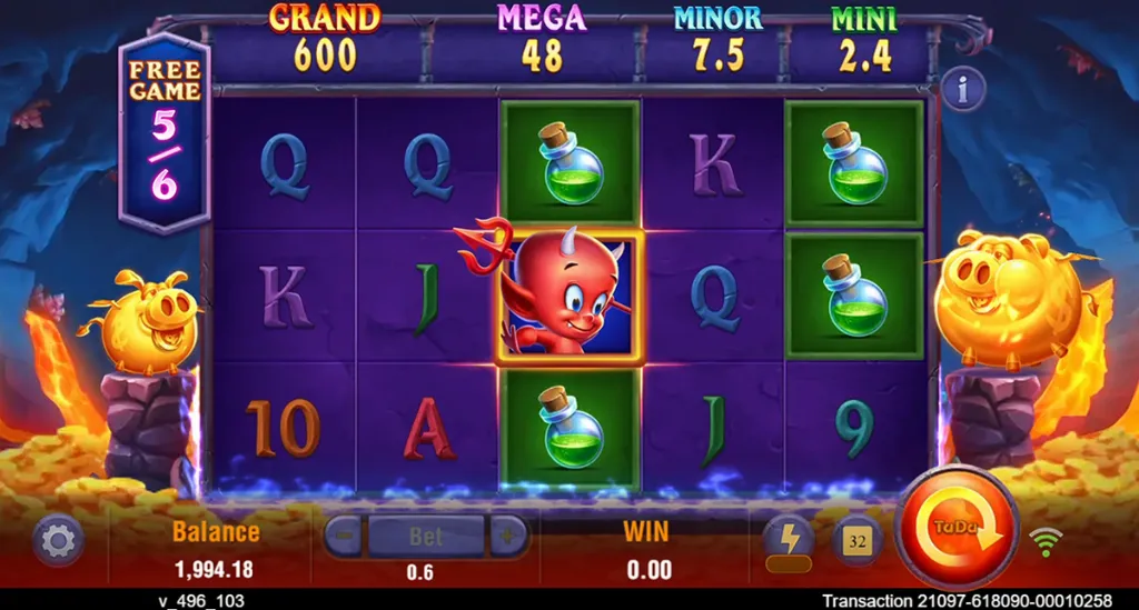 Empilhamento de multiplicadores no Devil Fire 2 durante rodadas de Free Spins com Sticky Wilds